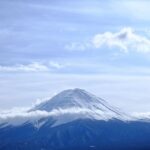 ストリートビュー 「富士五湖の沿道から湖面を通して富士山を見ました」